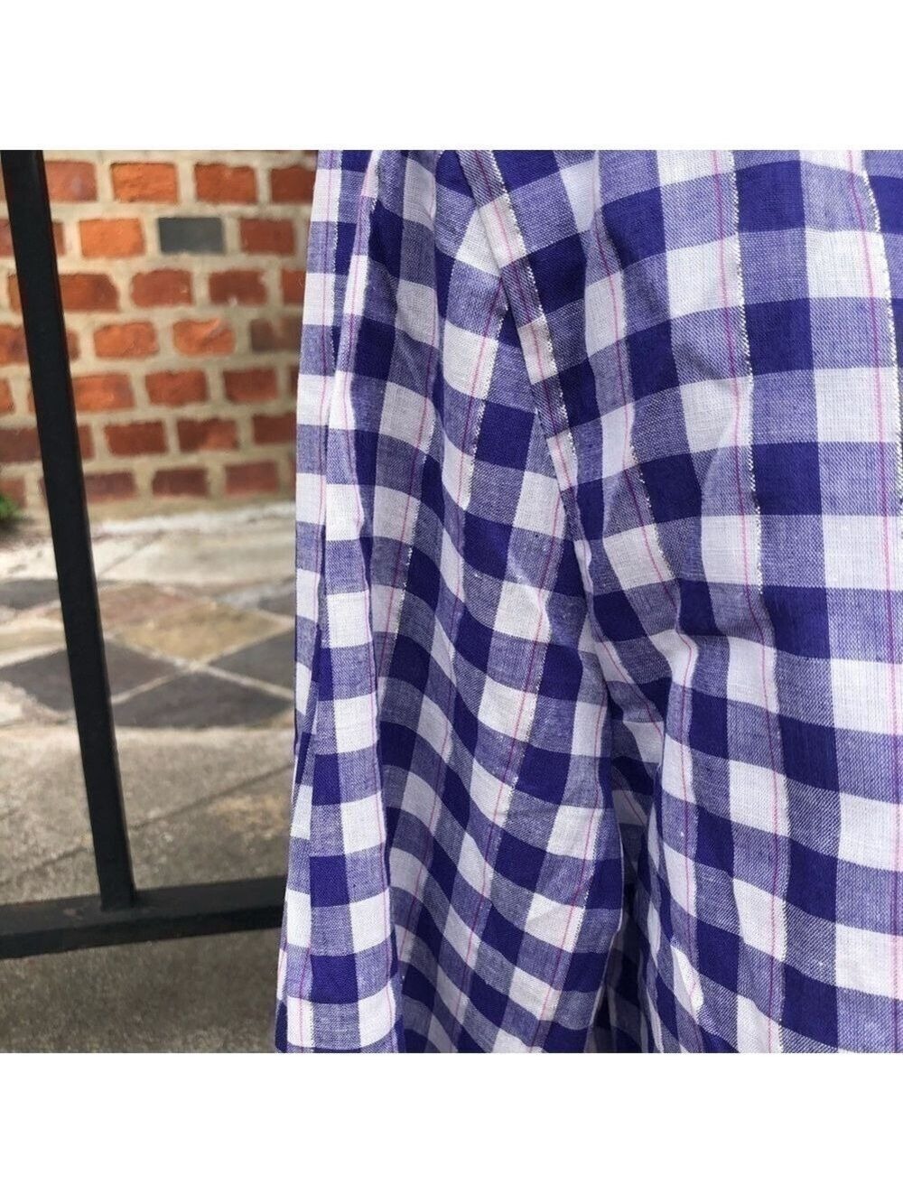 Hester And Orchard Gingham Checkered Button Down Shirt Blue White M - Picture 6 of 16